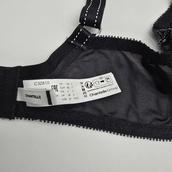 Chantelle Rive Gauche Bra 38DDD Black Metallic Lace - Picture 6 of 10